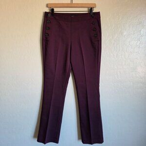 Express Columnist Mid-Rise Button Bootcut Pants Maroon Size 10R Work Career NEW